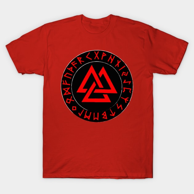 Vikings Norse Symbol Valknut T-Shirt by Scar